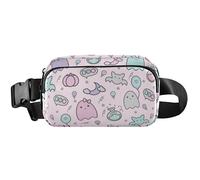 Sac banane étanche pour femme - Motif fantômes mignons - Rose 1 - 20,3 x 13,5 x 5,8 cm - Drôle mignon - Fantômes roses - 20,3 x 13,5 x 5,8 cm, Fantômes mignons rose 1, 8 x 5.3 x 2.3 inch, Drôle et