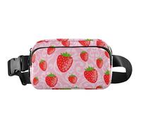 Sac banane étanche pour femme Motif fraises fraîches Rose 20,3 x 13,5 x 5,8 cm, Fraises fraîches roses, 8 x 5.3 x 2.3 inch, Drôle et mignon