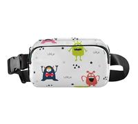 Sac banane étanche pour femme - Motif monstres mignons - Blanc - 20,3 x 13,5 x 5,8 cm - Motif monstres mignons - Blanc - 20,3 x 13,5 x 5,8 cm, Monstres mignons blancs, 8 x 5.3 x 2.3 inch, Drôle et