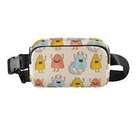 Sac banane étanche pour femme - Motif monstres mignons colorés - Jaune - 20,3 x 13,5 x 5,8 cm, Monstres mignons colorés jaunes, 8 x 5.3 x 2.3 inch, Drôle et mignon