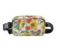 Sac banane étanche pour femme - Pochette de ceinture - Motif floral lumineux - 20,3 x 13,5 x 5,8 cm - Motif floral lumineux - 20,3 x 13,5 x 5,8 cm, Fleur florale lumineuse, 8 x 5.3 x 2.3 inch, Drôle
