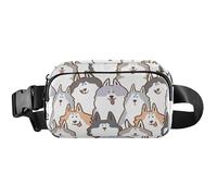 Sac banane étanche pour femme - Pochette de taille funky pour femme - 20,3 x 13,5 x 5,8 cm - Rassemblement de chiens mignons - 20,3 x 13,5 x 5,8 cm, Rassemblement de chiens mignons, 8 x 5.3 x 2.3 inch