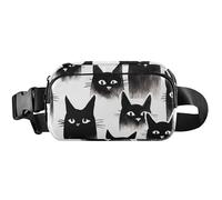 Sac banane étanche pour femme - Sac banane de voyage funky - Motif chats noirs - 20,3 x 13,5 x 5,8 cm - Motif chats amusants - 20,3 x 13,5 x 5,8 cm, Cool Cats Noir, 8 x 5.3 x 2.3 inch, Drôle et mignon