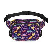 Sac Banane étanche Violet Motif Monde sous-Marin, Sac à bandoulière pour Femmes et Hommes, Cadeaux de Vacances