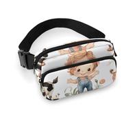 Sac banane Farm Clip Art pour homme et femme - Sac banane imperméable avec ceinture réglable - Sac banane décontracté pour le sport, la course à pied, le cyclisme - Blanc - 20 x 13 cm - 20 x 13 cm,