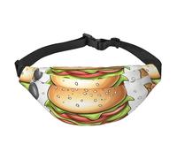 Sac banane Fast Food pour homme et femme - Sac banane à bandoulière pour partout - Sac banane avec sangle réglable - Sac de poitrine décontracté pour la randonnée en plein air - Noir - Taille unique,