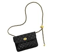 Sac Banane Femme Sacs de Taille Petite à Bandoulière Fanny Bag Sac Banane en Cuir à la Mode Réglable Ceinture Chaîne Piquée pour Filles Voyage Noir