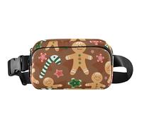 Sac banane festif imperméable marron pain d'épice pour femme, sac banane festif pour femme, marron pain d'épices, 20,3 x 13,5 x 5,8 cm, drôle mignon, marron pain d'épices, 20,3 x 13,5 cm, Pain