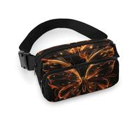Sac banane Fire Butterfly Art pour femme et homme - Sac banane imperméable avec ceinture réglable - Sac banane décontracté pour le sport, la course à pied, le cyclisme, blanc, 20 x 13 cm, blanc,
