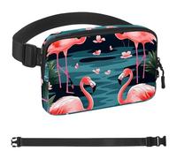 Sac banane flamant rose pour la course à pied, pour homme et femme, sac banane avec sangle réglable pour le sport, Multicolore 19., 1.5x9.0x5.9in/4x23x15cm