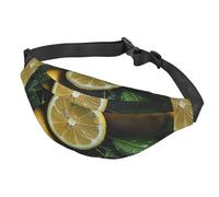 Sac banane Fresh Lemon pour femme et homme - Sac banane imperméable avec ceinture réglable - Sac à bandoulière décontracté - Sac banane de voyage pour le sport, la course à pied, le cyclisme, Citron