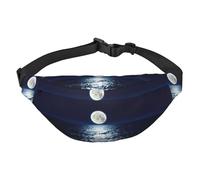 Sac banane « Full Moon in Night » pour homme et femme, sac banane en polyester imprimé pour voyage, marche, sport avec sangle réglable, Noir , Taille unique