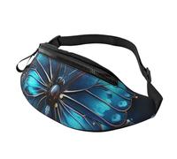 Sac banane gothique effrayant violet et noir pour homme et femme, sac banane tendance, sac banane pour voyage, sport, marche, Papillon bleu et lune, Taille unique