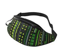 Sac Banane Green Number Binary Printed Sac De Ceinture Sport Sacoche Bandoulière Réglable Fanny Pack pour Gym Cyclisme Voyage