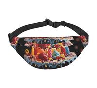 Sac banane « Happy Birthday Big Cake » pour homme et femme, sac banane partout avec sangle réglable, sac de poitrine décontracté pour randonnée, cyclisme, noir, taille unique, Noir , Taille unique