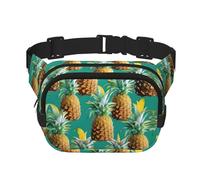 Sac banane hawaïen à motif ananas tropical pour homme et femme, sac banane tendance pour entraînement, course à pied, voyage, randonnée, Noir , Taille unique