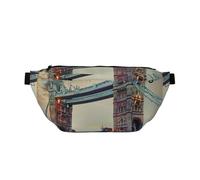 Sac banane historique avec imprimé Old Tower Bridge London - Réglable - Léger - Pour la marche, le cyclisme, la randonnée, les voyages, Noir , Taille unique, Sac à dos décontracté