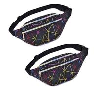 Sac banane holographique pour femme, festival, fête, rave, sac banane avec ceintures réglables, sac banane pour sport, voyage, fitness, randonnée, loisirs, 2 pièces Diamand Noir, holographique