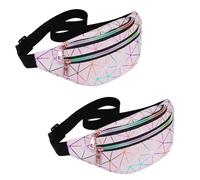 Sac banane holographique pour femme, festival, fête, rave, sac banane avec ceintures réglables, sac banane pour sport, voyage, fitness, randonnée, loisirs, 2 pièces rose diamant, holographique
