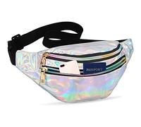 Sac Banane Homme Étanche Holographique Sacoche Banane Femme Fille Ville Imperméable Unisexe Enfant pour Cyclisme Gym Balade Escalade Voyage Vacances Jogging Aille Plein Air Randonnée Camping Argent