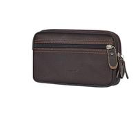 Sac Banane Hommes en Cuir Fanny Taille Sac Couleur Unie Fermeture éclair Ceinture Bum Pochette à Main Porte-Carte(Coffee)