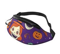 Sac Banane Horror Pattern on Purple Background Printed Waist Pack Sport Bum Bag Belt Tendance Sacoche Bandoulière pour Balade Cyclisme Voyage