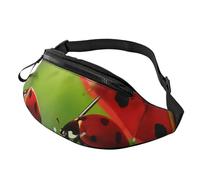Sac banane humoristique imprimé coccinelle avec prise casque, sac banane personnalisé unisexe pour la course à pied, la randonnée, pour homme et femme, Noir , Taille unique