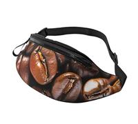 Sac banane humoristique imprimé grains de café torréfiés avec prise casque, sac banane personnalisé unisexe pour la course à pied, la randonnée, pour homme et femme, Noir , Taille unique, Sacs à dos