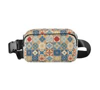 Sac banane imperméable à motif marbré abstrait texturé avec sangle réglable pour le shopping, le sport, le travail, Carreaux sans soudure portugais espagnol, 1 Size