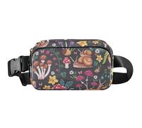 Sac banane imperméable avec motif champignon et escargot de dessin animé, noir, 20,3 x 13,5 x 5,8 cm, mignon et amusant, motif champignon de dessin animé, escargot noir, Escargot champignon dessin