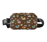 Sac banane imperméable avec motif escargot et fleur marron pour femme, pochette de ceinture mignonne pour homme, jolie fleur d'escargot, marron, 20,3 x 13,5 x 5,8 cm, drôle mignon, fleur d'escargot