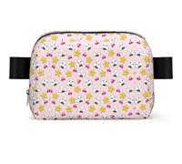Sac banane imperméable avec sangle réglable et fermeture éclair Motif boules de riz et étoiles pour femme