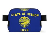 Sac banane imperméable avec sangle réglable et fermeture éclair Motif drapeau de l'Oregon