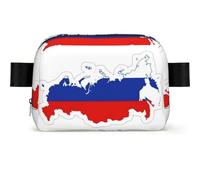 Sac banane imperméable avec sangle réglable et fermeture éclair pour femme Motif carte du drapeau russe