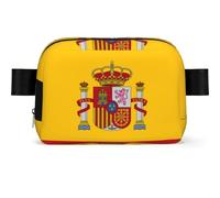 Sac banane imperméable avec sangle réglable et fermeture éclair pour femme Motif drapeau espagnol