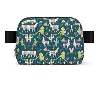 Sac banane imperméable avec sangle réglable et fermeture éclair pour femme Motif lama