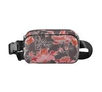 Sac banane imperméable avec sangle réglable - Joli sac à bandoulière - Essentiel de voyage - Grandes roses rouges - Pour homme et femme - Pour voyage, vacances, course à pied, Blossom Grandes roses