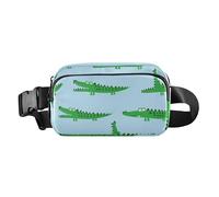 Sac banane imperméable avec sangle réglable - Joli sac à bandoulière - Motif crocodile - Bleu - Animal amusant - Pour femmes, hommes, adolescents - Pour voyage, shopping, course à pied - Bleu