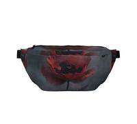 Sac banane imperméable avec sangle réglable Motif coquelicot Rouge foncé
