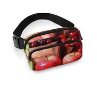 Sac banane imperméable avec sangle réglable pour homme et femme, blanc, 20 x 13 cm, motif feuilles et fruits rouges d'automne, blanc, 20x13cm, Sac banane