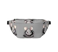 Sac banane imperméable avec sangle réglable pour la course à pied, motif rat gris, sans rebond