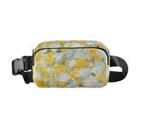 Sac banane imperméable avec sangle réglable pour voyage, gym, travail - Peinture à l'huile jaune et blanche avec toucher floral - Pour homme et femme, Peinture à l'huile jaune et blanche avec touche