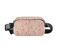 Sac banane imperméable avec sangle réglable pour voyage, vacances et course à pied Motif flocons de neige Rouge, Plante florale rose petit fond frais, 1 Size