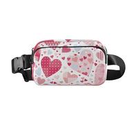 Sac banane imperméable avec sangle réglable - Sac banane élégant - Motif cœurs pêche - Pour homme et femme - Pour voyage, vacances, course à pied, Joli motif cœurs pêche lumière, 1 Size