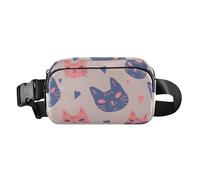 Sac banane imperméable avec sangle réglable - Sac banane élégant - Pour homme et femme - Pour entraînement, course à pied, randonnée, Visages et cœurs bleus pêche amusants, 1 Size