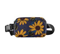 Sac banane imperméable avec sangle réglable - Tendance - Motif floral - Abeille - Bonne chance - Pour homme et femme - Pour l'entraînement, la course à pied, la randonnée, Summer Floral Bee Happy Good