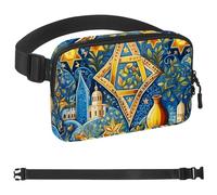 Sac banane imperméable avec sangles réglables pour homme et femme, motif culture juive, sac banane avec poches à fermeture éclair, pour entraînement, course à pied, voyage, randonnée, multicolore,