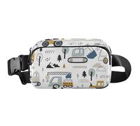 Sac banane imperméable pour femme avec motif de voitures mignonnes - Blanc - 20,3 x 13,5 x 5,8 cm - Motif voitures mignonnes - Blanc - 20,3 x 13,5 x 5,8 cm, Cute Cars Truck Blanc, 8 x 5.3 x 2.3 inch