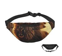 Sac banane imperméable pour femme et homme avec sangle réglable, Lion rugissant en colère, Taille unique