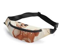 Sac banane imperméable pour femme et homme avec sangle réglable Motif lamas dans les Andes, Joli cerf, 36*15cm